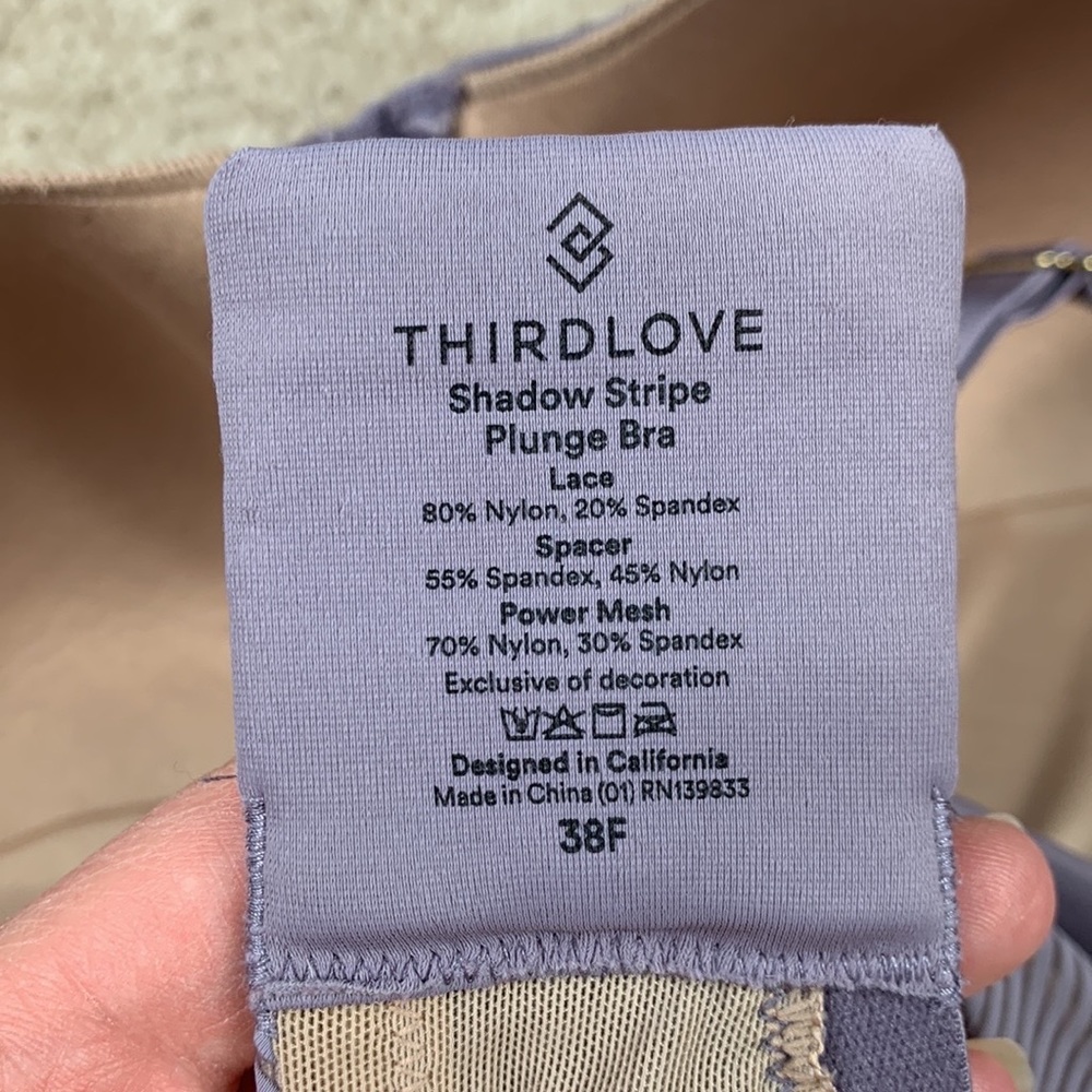 Thirdlove lilac purple shadow stripe plunge bra 38F - Picture 2 of 5